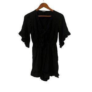 Express black tie front romper. Size xs